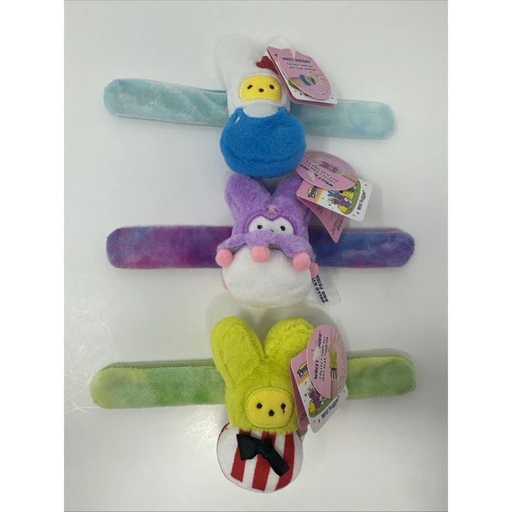 Peeps X Hello Kitty & Friends Wrist Huggers Easter Plush Slap Bracelet Set 3 NWT